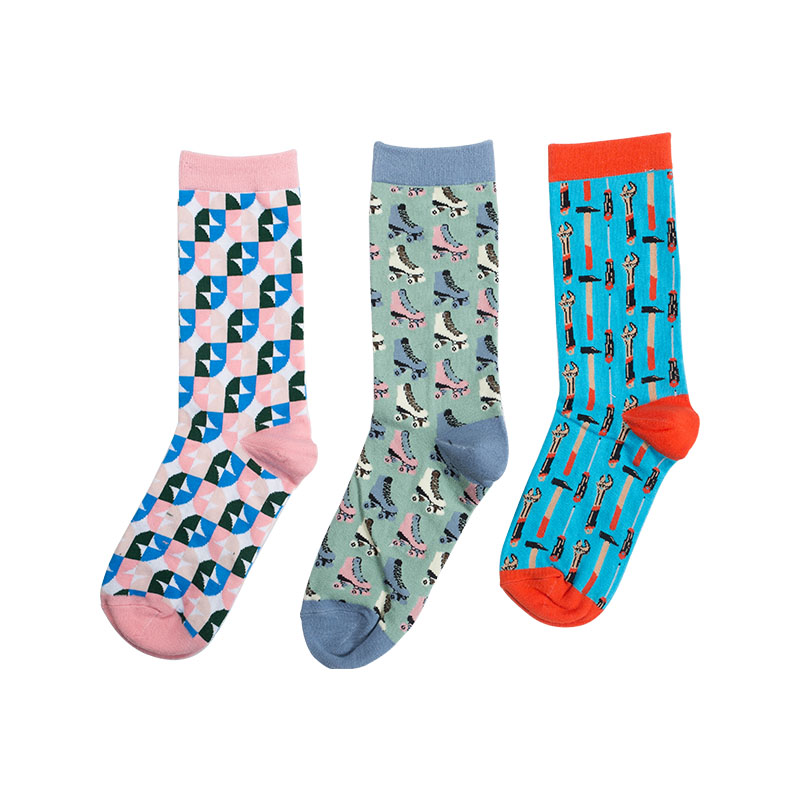 What material is suitable for Women Multi Printed Crew Socks?